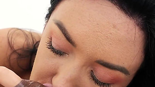 Zuzu Sweet Interracial POV Foreskin Play and Cum in Mouth Blowjob