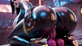 sexy curvy robot pleasing her master