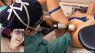 Gynecology Examiation - Fingering and Fisting with Latex Gloves and a Surgical Gown