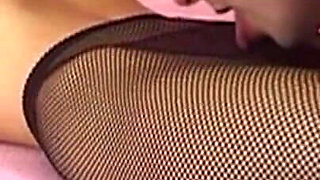 Blonde MILF Gives Steamy Fishnet Footjob Before Oral