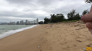 Babe Can I Cum on Your Tits? - Cock Flashing on the Beach