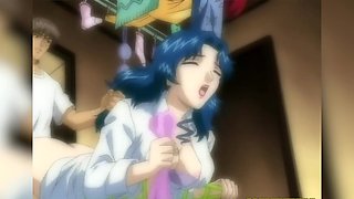 Blue-haired babe betrays hubby in raunchy hentai