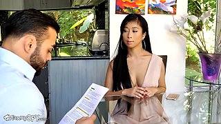 Asian Nanny Massages Bosses Cock With Her Wet Pussy