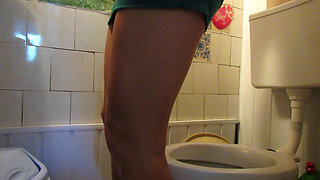 I Pee in the Toilet and Stuff My Thong Into My Cunt