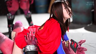 Hardcore threeway fantasy comes to life for slutty Supergirl