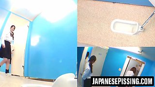 Cute Japanese girl tied up while peeing in public view
