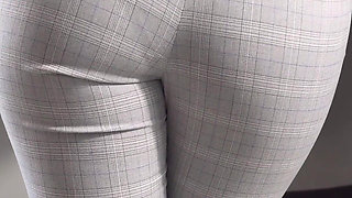 Sexy Coworker in Tight Trousers Teases Ass and Full Back Panties