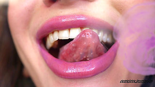 Wet Violet Glossy Kiss Close up