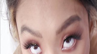 Petite Asian with Hidden Hair Color - Monster BBC Face-Fuck + Footjob