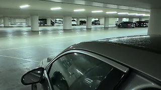 Risky Car Sex in Public Parking Garage - Started with Handjob, Ended Doggy!