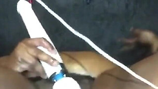 Legs Wide Open Slapping My Pussy Stimulating My Clit with Wand Vibrator