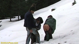 Wild German outdoor clan therapy