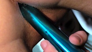 Blonde Babe Masturbates with Dildos and Vibrators Closeup