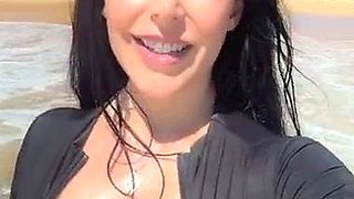 Angela White Sharing Her Beach Day Vlog With An Intimate