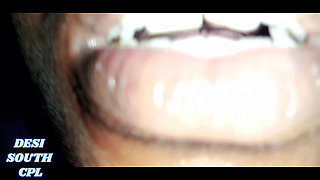 Indian Tamil housewife plowing come in mouth