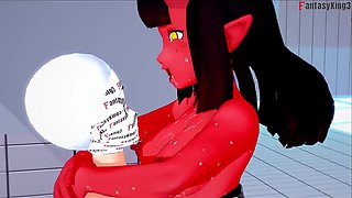 Meru the succubus pulverized waring a swimsuit