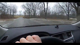 Teen Girl in Plaid Skirt Gets a Ride to School From a Stranger on a Snowy Day