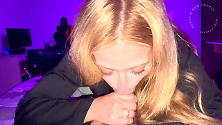 ''OMG, that's a lot of cum'' Young Blonde Gives A Blowjob And Receives A Massive Cumshot To Swallow And Play With