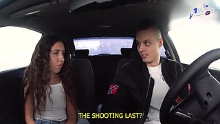 Passionate casting babe shares intense car and butt action on couch