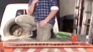 German apprentice secretary goes to the workshop master and fucks with him