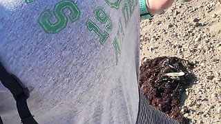 Tits, Hairy Pussy and Ass Out on the Beach!!