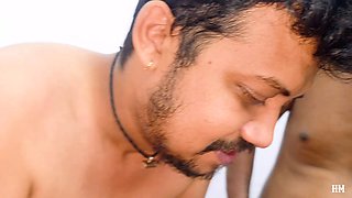 An old man had intense sexual activity involving licking and kising with a young woman and three young friends foursome gangsex