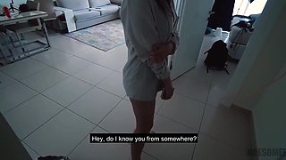 Lustful brunette walked over to stranger on the beach and had sex