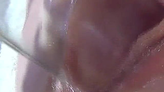 8 Very Close Spread Pussy Fucking with Dildo and Glass