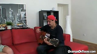 Teen fucks oldie cock in reverse cowgirl like a wild whore