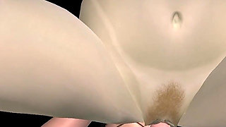 Animated 3D Porn - Beautiful Girl Riding Asian Man Dick in Pussy & Ass