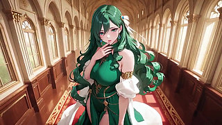 Green Queen on the Golden Throne! Lazy Seduction in a Silk Gown, What Secrets Hide Beneath?