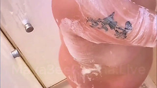 Sexy Saggy Tits Brazilian BBW MILF's Hot Soapy Shower