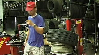 Pretty German whore fucked hard in a superb gangbang in the warehouse