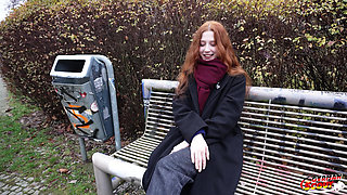German Scout - Real Redhead Ginger Teen Alice Seduce with Small Tits First Pick up Porn Casting
