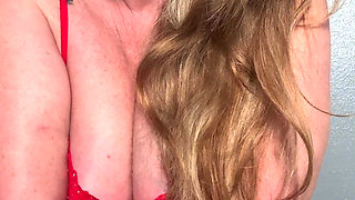 Red Lace Bodysuit BBC Dildo Solo