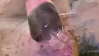 Ebony girl showers her big ass amp masturbating