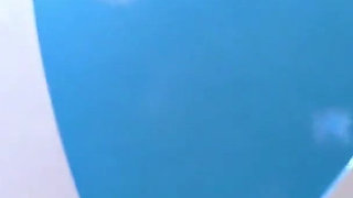 Denim Beach Ball Humiliation. Deepthroat, Popping, Doggy and Double Cum