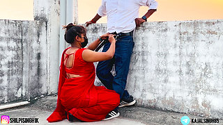 My Boyfriend Fucked Me in a Red Saree and Ejaculated Inside My Mouth, He Was Licking My Ass with His Tongue