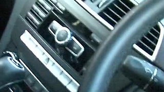 Busty ebony chick fucked in the car and outdoor in POV