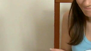 Young brunette babe gets fucked hard on the table