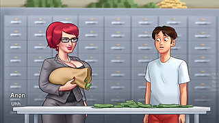 Big boobs Tina fucks monster cock Anon on a big pile of money - gameplay part 1