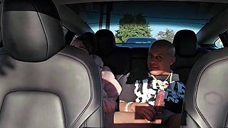 Latina Hooker Rides Bald Dude Hard in Backseat Car