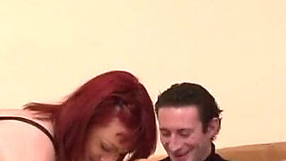 Two horny redheads have fun with dildo