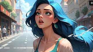 Blue Hair Milk Goddess Sips Double Penises