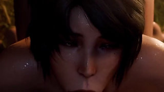 Thicc Ass Jote Deepthroating a Hard Cock Near a Camp Fire