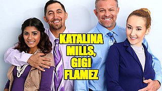 Watch bubbly Katalina Mills and Gigi Flamez's smut