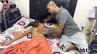 My younger stepsister asks me for a massage but I take the opportunity to touch her virgin vagina