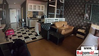 Thai teen massaging and fucking BFs cock