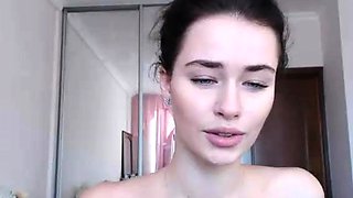 Beautiful teen brunette Jessica Sinn masturbates