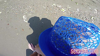 Sexydea Beach Bang Ass Tease, BJ, Ride & Cum Splash!
